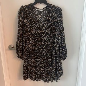NWOT Zara Long Sleeved Cheetah Print Vneck Dress